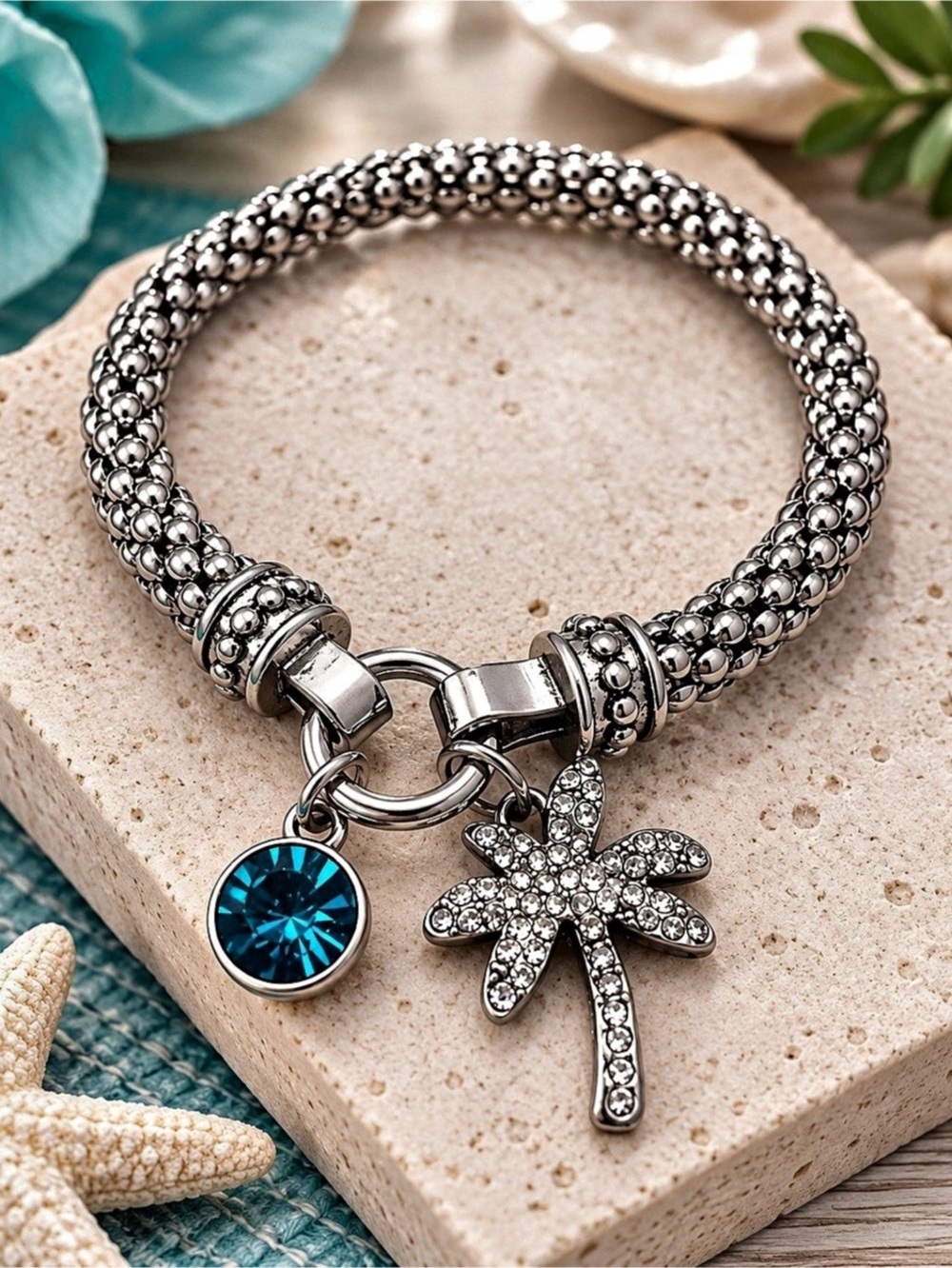 Paparazzi Palm Beach Bling - Blue Silver & Blue Bracelet